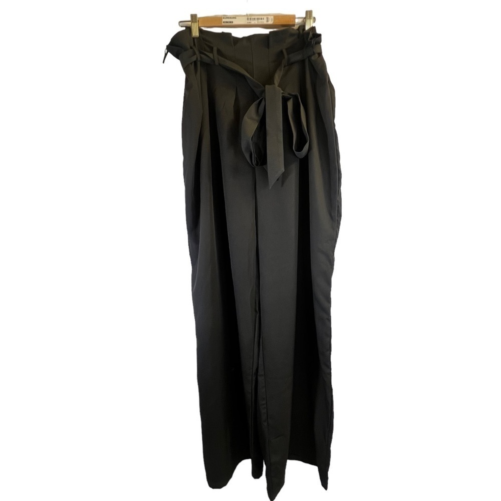 Fashion Nova Women's Pants 2X Black Wide Legs Waist Tie